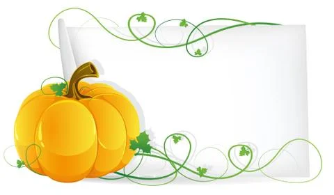 Pumpkin and sheet of paper Stock Illustration