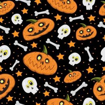 Pumpkin and skull pattern Stock Illustration