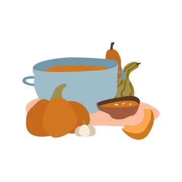 Pumpkin and squash soup Illustrazione stock