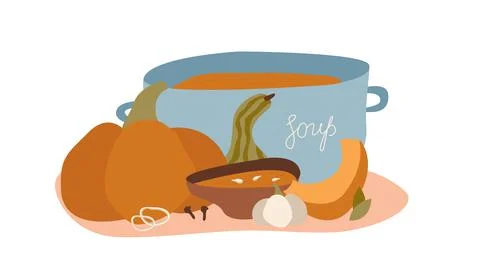 Pumpkin and squash soup Illustrazione stock