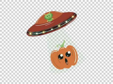 Pumpkin and UFO Stock Illustration