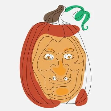 Pumpkin and witch head イラスト素材
