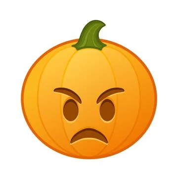 Pumpkin with angry face Large size of Halloween emoji Stock Illustration
