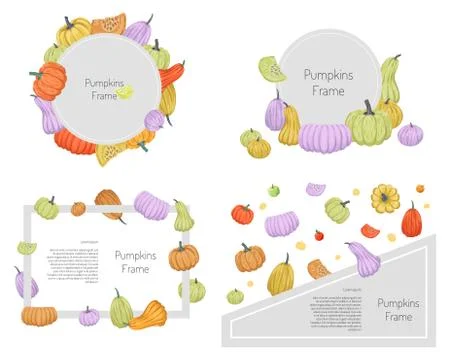Pumpkin, autumn design. Set of frames and banners. Vector illutration Illustrazione stock