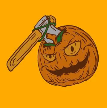 PUMPKIN IN THE AX Stock Illustration