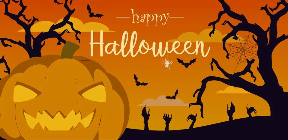 Pumpkin on the background of the sunset. Stock Illustration