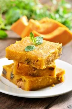 Pumpkin bars with nuts Stock Photos