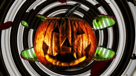 Pumpkin Bats Eyeballs and Bugs Halloween Hypnotic Motion Collage Stock Footage 117640775