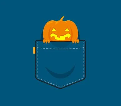 A pumpkin behind the pocket. Isolated Vector Illustration Stock Illustration