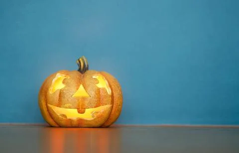 Pumpkin on blue background Stock Photos