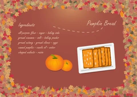 Pumpkin bread concept vector with autumn design Stock Illustration