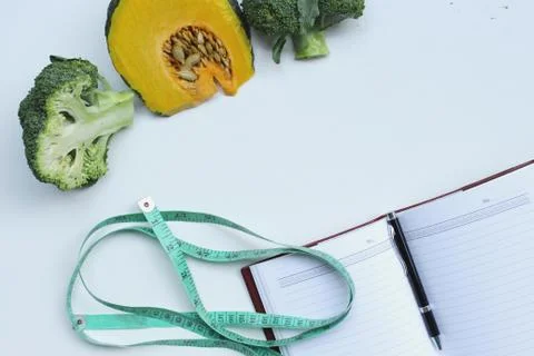 Pumpkin Broccoli on a white background. concept ideas for health 스톡 사진