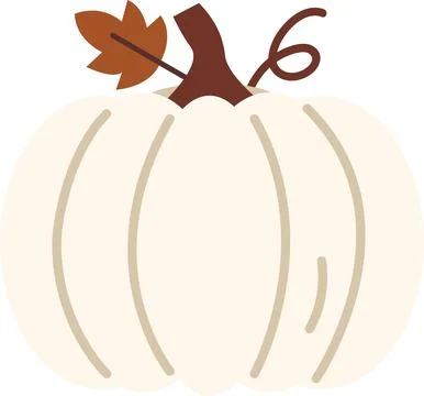 Pumpkin With Brown Stem and Leaf for Fall Harvest Decoration in a Simple Desi Stock Illustration