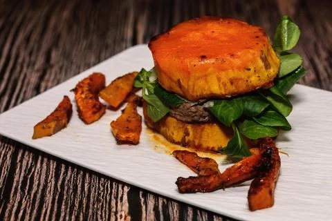 A pumpkin burger Photos