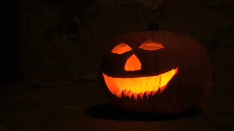 Pumpkin Burning On Cellar Floor Stock Footage 33517748