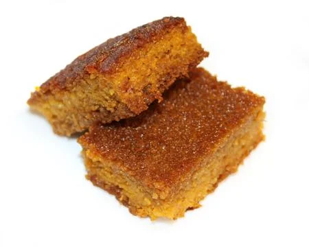 Pumpkin cake bars close-up isolated Stock Photos