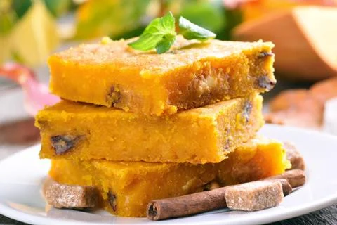 Pumpkin cake with nuts Stock Photos