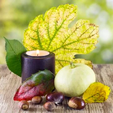 Pumpkin with a candle Stock Photos