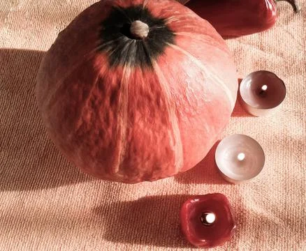 Pumpkin with candles Stock Photos