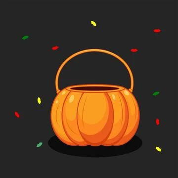 Pumpkin Candy Bucket Vector Illustration Stock Illustration