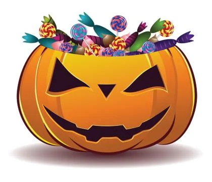 Pumpkin with candy Stock Illustration