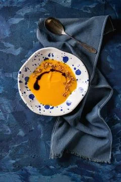 Pumpkin carrot soup Stock Photos