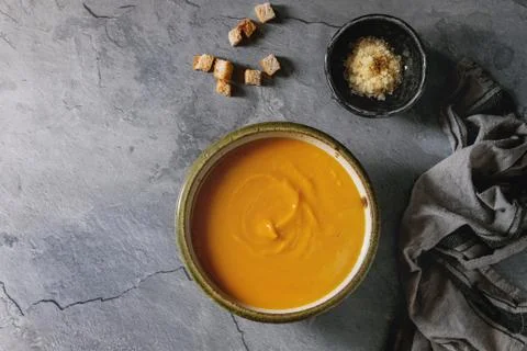 Pumpkin carrot soup Stock Photos