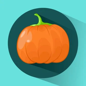 Pumpkin in a cartoon style. Icon. Vector illustration. Stock Illustration
