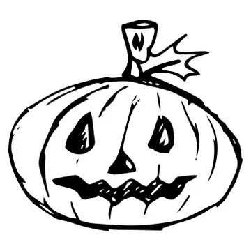 Pumpkin with carved face. Stock Illustration