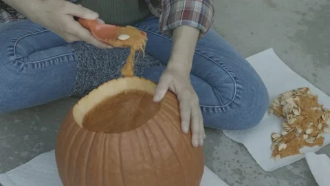 Pumpkin Carving 4 Stock Footage 220904284