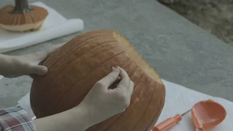 Pumpkin Carving 5 Stock Footage 220904365