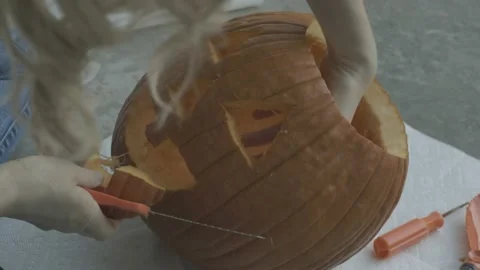 Pumpkin Carving 7 Stock Footage 220904348