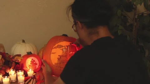 Pumpkin Carving Stock Footage 288530843