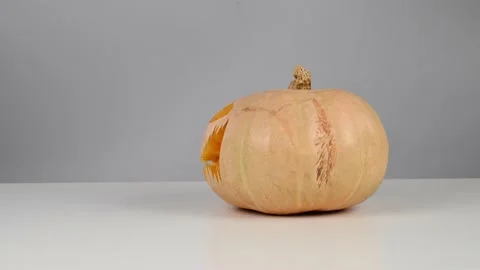 Pumpkin carving process jack o lantern halloween. Stop motion. Video stock 162056687