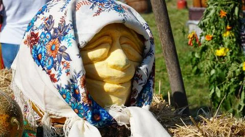 Pumpkin carving in the shape of a human head. Halloween pumpkin. Stock Photos