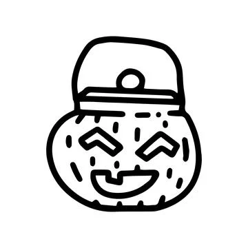 Pumpkin cauldron line vector doodle simple icon Stock Illustration