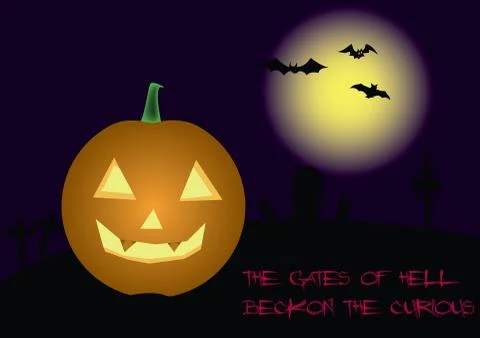 Pumpkin on cemetery Stock Illustration