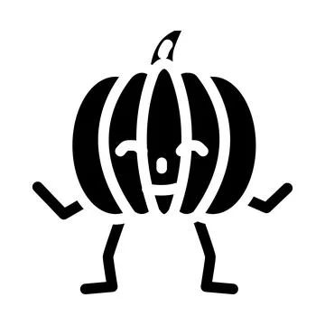Pumpkin character glyph icon vector illustration Stock Illustration