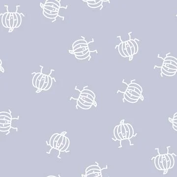 Pumpkin character line vector seamless pattern 스톡 일러스트