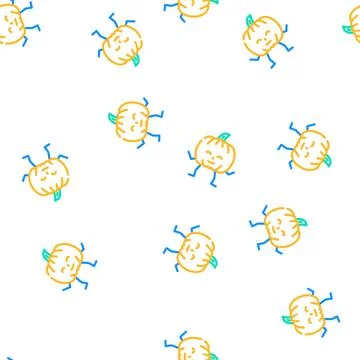 Pumpkin character vector seamless pattern Stock Illustration