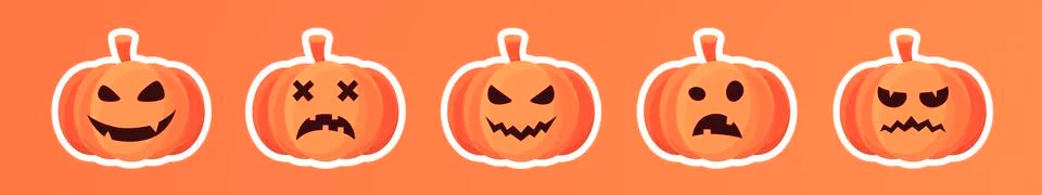 Pumpkin characters in different moods for web. Stock Illustration