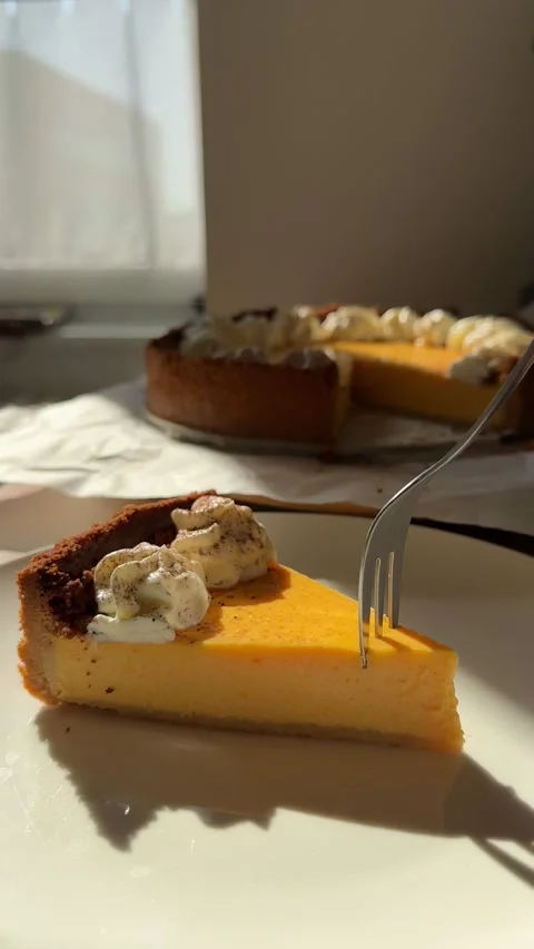 Pumpkin cheesecake Stock Footage 287347849