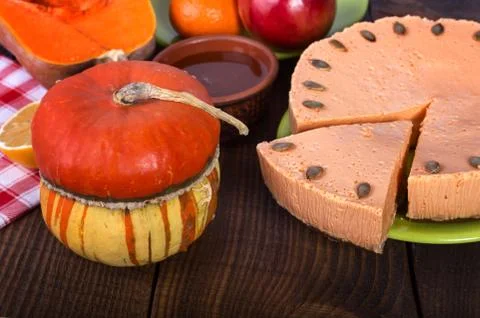 Pumpkin cheesecake Stock Photos