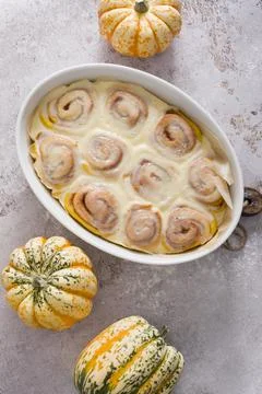 Pumpkin cinnamon, step by step serving holiday dessert, beautifully pastries, Stock Photos