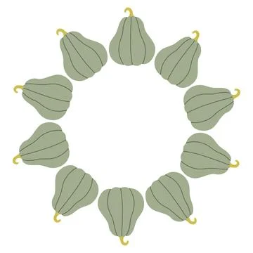 Pumpkin circle frame. Round border made of fall pumpkins. The pumpkins have Stock Illustration