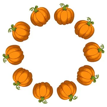 Pumpkin circle frame. The round border is made of autumn pumpkins. Stock Illustration