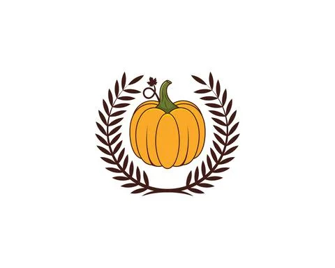 Pumpkin in the circle wheat logo Stock Illustration