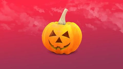 Pumpkin with clouds  3d rendering Stock Illustration