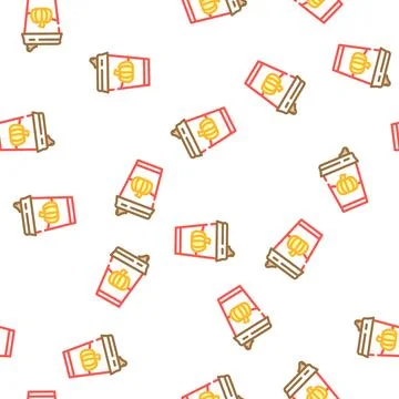 Pumpkin coffee vector seamless pattern イラスト素材