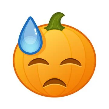 Pumpkin with cold sweat face Large size of Halloween emoji 스톡 일러스트